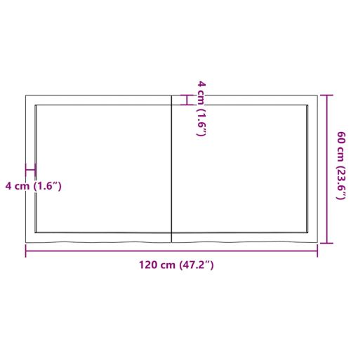 Плот за маса светлокафяв 120x60x(2-4) см обработен масивен дъб