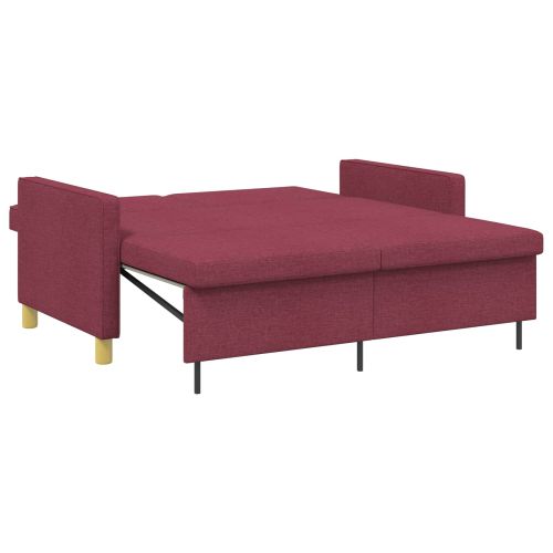 Разтегателен диван с матрак Виненочервен Текстил