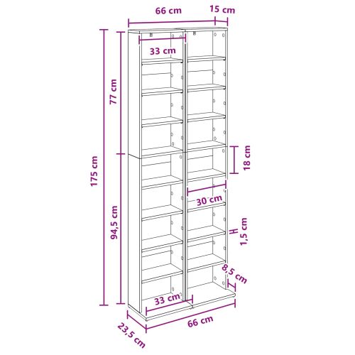 Кабинет за CD 2 бр. Опушен дъб 33 x 23,5 x 175 см