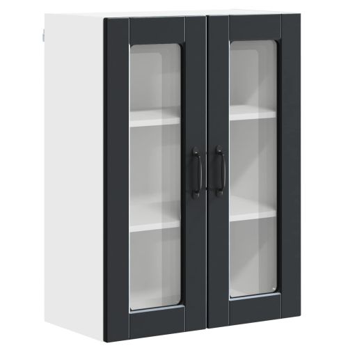 Стенен стъклен шкаф PORTO Черно 60 x 31 x 80 см
