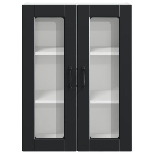 Стенен стъклен шкаф PORTO Черно 60 x 31 x 80 см