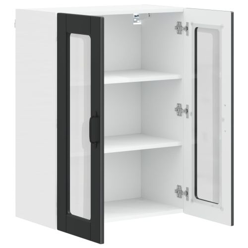 Стенен стъклен шкаф PORTO Черно 60 x 31 x 80 см