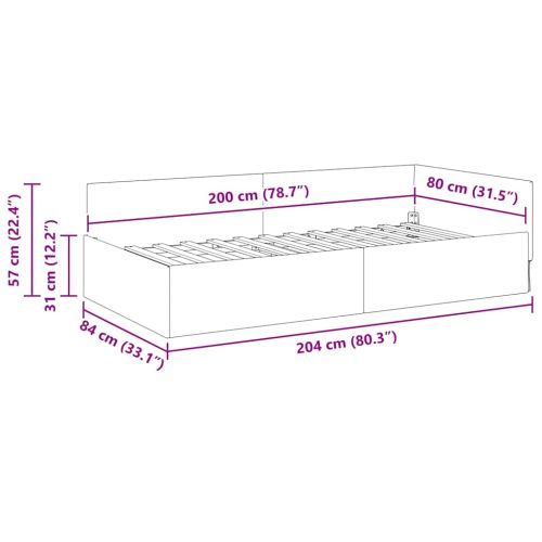 Ъглова рамка за легло Тъмен зелен 80 x 200 cm текстил