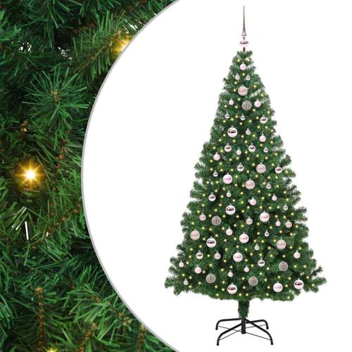 С изкуствено коледно дърво с 300 LED светодиода Зелен 210 cm