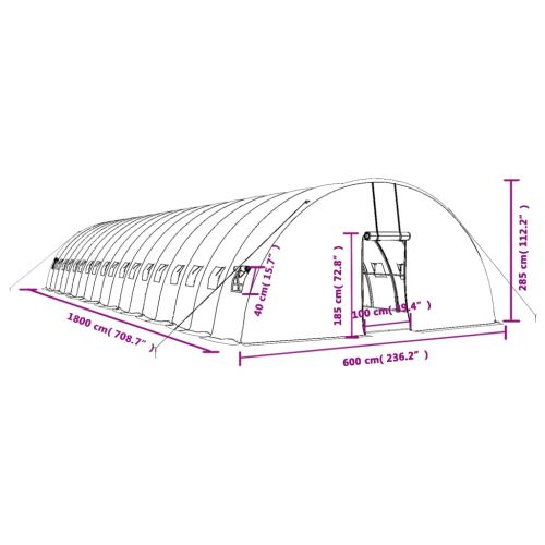 Оранжерия със стоманена рамка бяла 108 м² 18x6x2,85 м