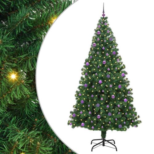 С изкуствено коледно дърво с 300 LED светодиода Зелен 240 cm