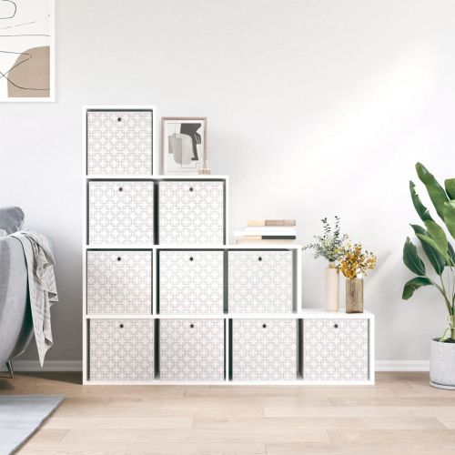 Сгъваеми кутии за съхранение 10 бр кремави 32x32x32 см текстил