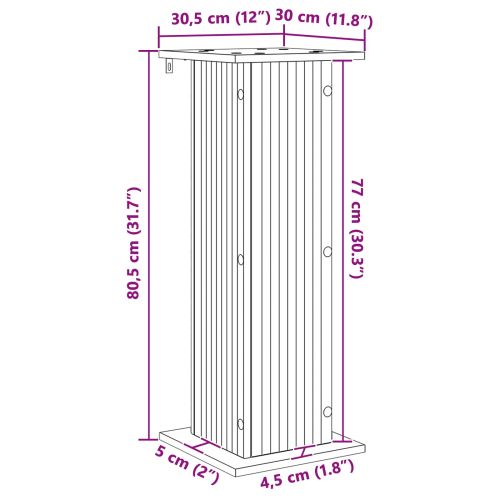 Стойка за растения Бяло 30,5 x 30 x 80,5 см Инженерна дървесина