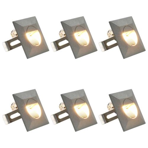 Фасадни LED аплици, 6 бр, 2 W, сребристи, квадратни
