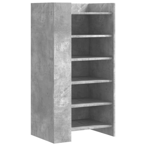 Шкаф за обувки, бетонно сив, 52x37,5x100 см, инженерно дърво
