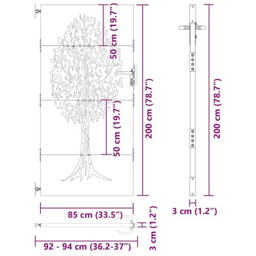 Градинска врата 85 x 200 cm Прахово покритие стомана С ключалка