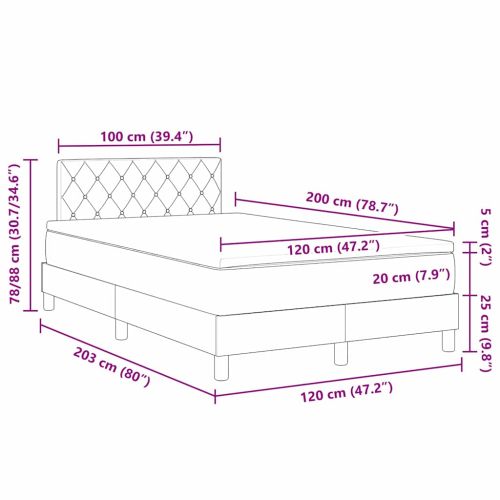 Легло с пружинирана основа Тъмен сив 120 x 200 cm Кадифе