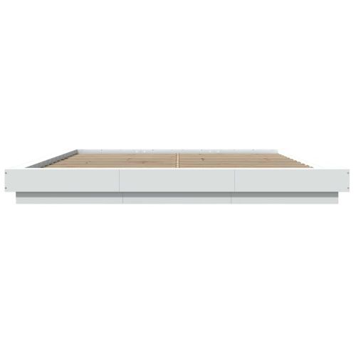 Рамка за легло с LED осветление бяла 180x200 см инженерно дърво