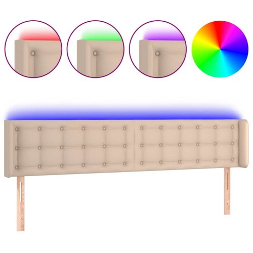 LED Горна табла за легло, капучино, 163x16x78/88 см