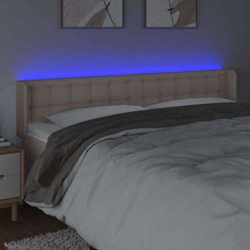 LED Горна табла за легло, капучино, 163x16x78/88 см
