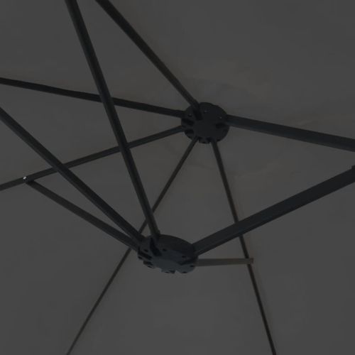 Чадър с двоен покрив и LED светлини, антрацит, 449x265 см