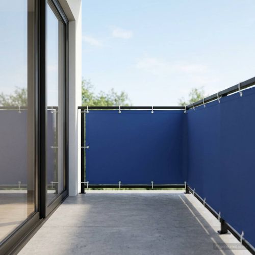 Прозорец за балкон 150 x 500 cm Тъкан с PU покритие Синьо