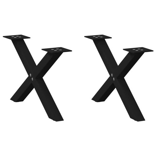 Крака за масичка за кафе, X-образни, 2 бр., черни, 60 x (30-31) см, стомана