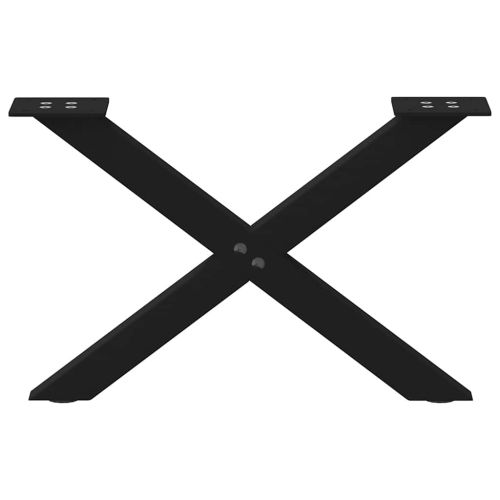 Крака за масичка за кафе, X-образни, 2 бр., черни, 60 x (30-31) см, стомана