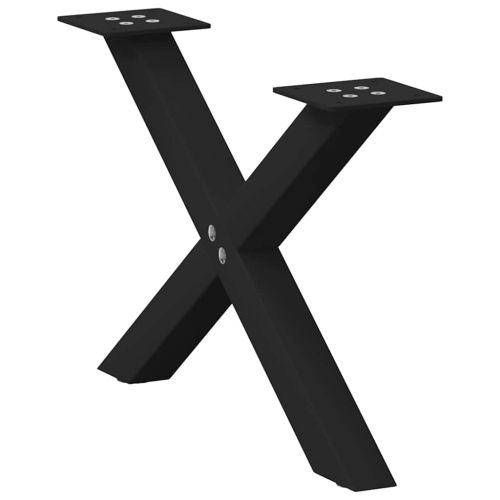 Крака за масичка за кафе, X-образни, 2 бр., черни, 60 x (30-31) см, стомана