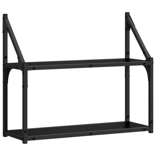 Стенен рафт Монтиране на стена Черен дъб 60 x 21 x 51 cm