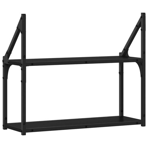 Стенен рафт Монтиране на стена Черен дъб 60 x 21 x 51 cm