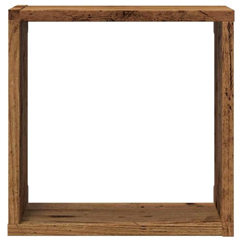 Стенни кубични рафтове, 2 бр, старо дърво, 30x15x30 см