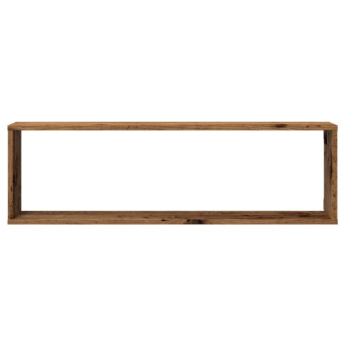 Стенни кубични рафтове, 2 бр, старо дърво, 100x15x30 см