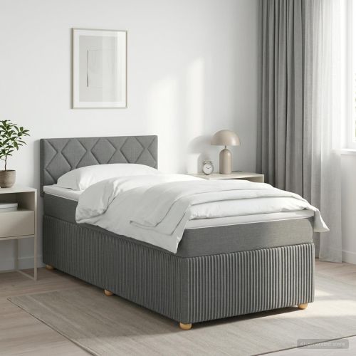 Континентално легло с матрак Тъмносиво 80 x 200 cm Текстил