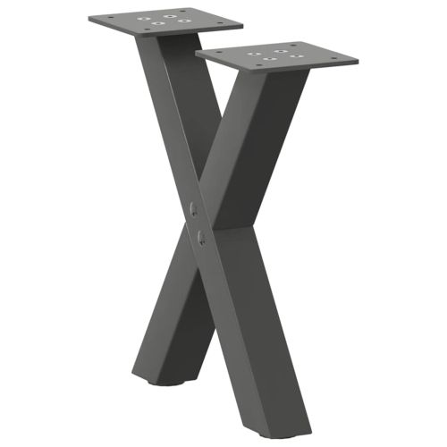 Крака за масичка за кафе, X-образни, 2 бр., антрацит, 37x(30-31) см, стомана