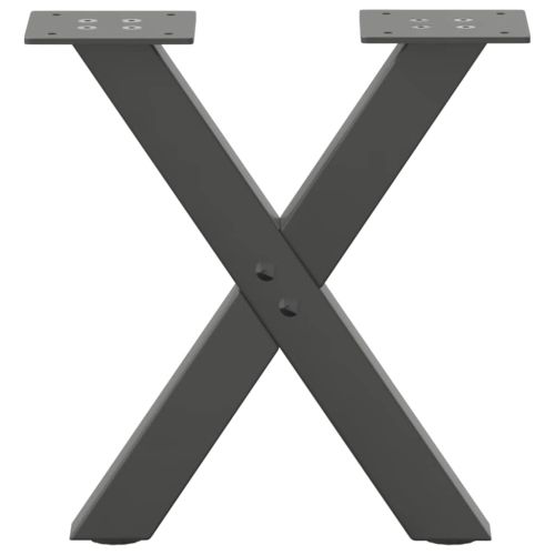 Крака за масичка за кафе, X-образни, 2 бр., антрацит, 37x(30-31) см, стомана