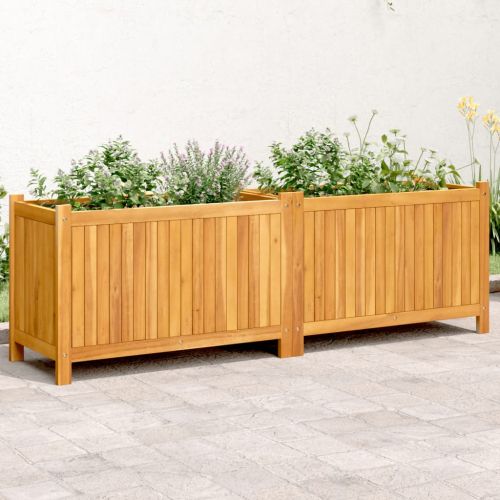 Градинска кашпа с вложка 153x38,5x50 см масивна акация