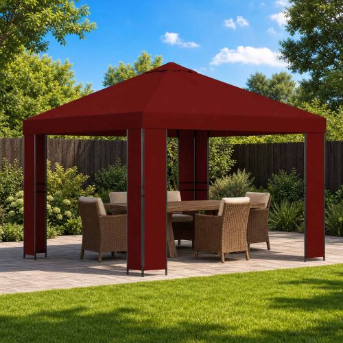 Шатра 3 x 3 m Бургундско червен Полиестер и стомана 190 gsm