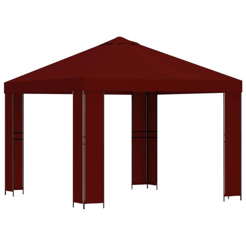 Шатра 3 x 3 m Бургундско червен Полиестер и стомана 190 gsm
