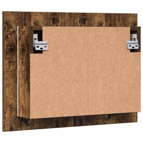 LED огледален шкаф, опушен дъб, 60x12x45 см, инженерно дърво