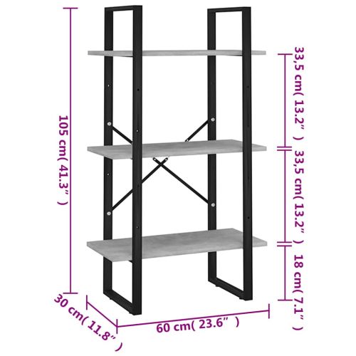 Стелаж за съхранение бетонно сив 60x30x105 см инженерно дърво