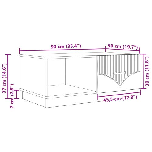 Масичка за кафе Черно 90 x 50 x 37 см Инженерна дървесина