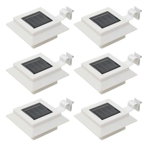 Градински соларни лампи, 6 бр, LED, квадратни, 12 см, бели