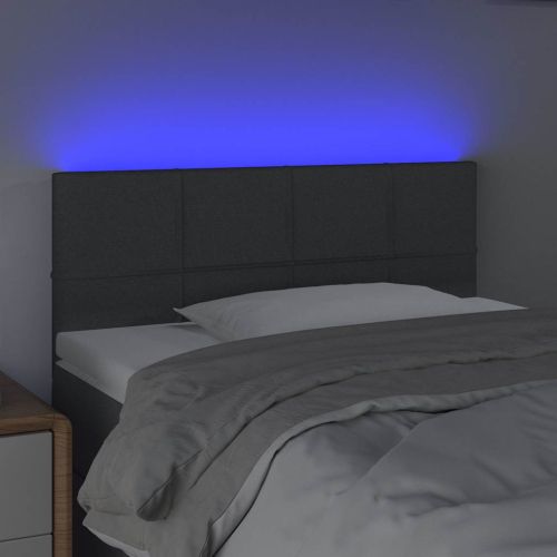 LED горна табла за легло, тъмносива, 100x5x78/88 см, плат