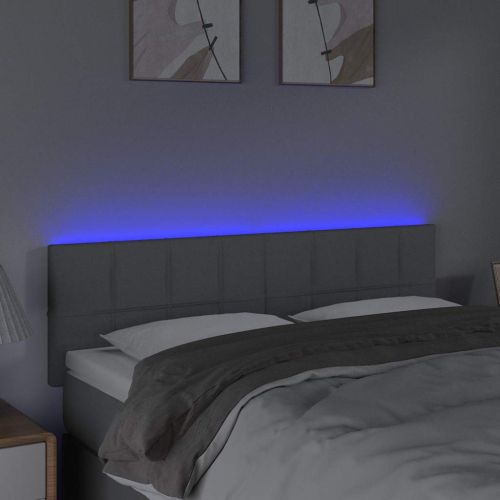 LED горна табла за легло, светлосива, 144x5x78/88 см, плат