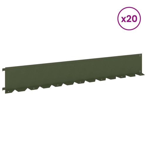 Ограда за трева 20 бр. 102 x 15 x 4 см Стомана Маслиненозелено