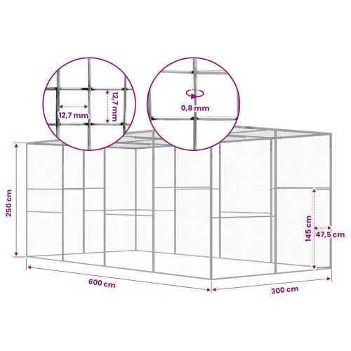 Клетка за котки 6x3x2,5 м поцинкована стомана