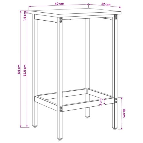 Бар стол Сив Сонома 40 x 32 x 64 см Инженерна дървесина