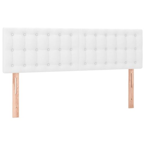 LED Горна табла за легло, бяла, 144x5x78/88 см, изкуствена кожа