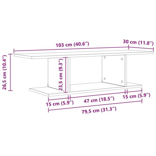 Комплект ТВ шкаф 103 x 30 x 26,5 см Кафяво Инженерна дървесина