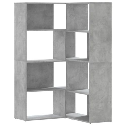 Ъглова етажерка 4 нива бетонно сив 85x85x140 см инженерно дърво