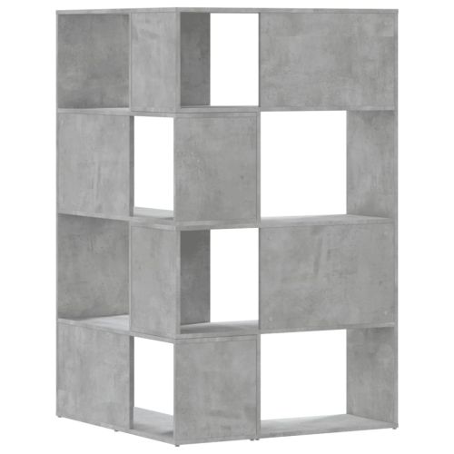 Ъглова етажерка 4 нива бетонно сив 85x85x140 см инженерно дърво
