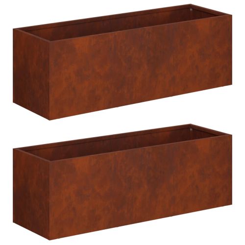 Градинска саксия 2 бр. Ръждясало 60 x 20 x 20 см