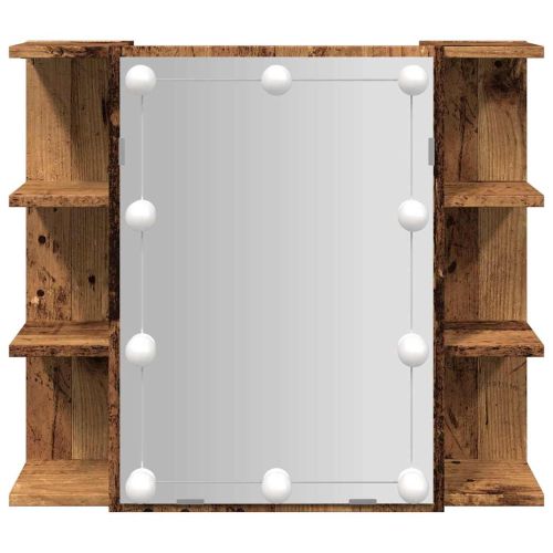 Огледален шкаф с LED Старо дърво 70x16,5x60 cm