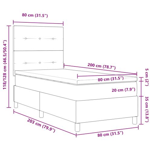 Легло с пружинирана основа с таблото Черно 80 x 200 cm текстил